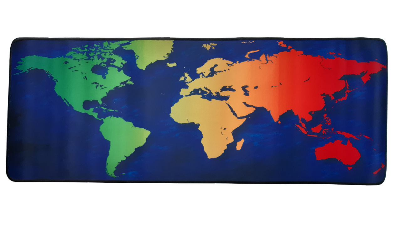  Mouse Pad: World Map Colourfull Large Cloth Mouse Pad, Non-Slip Rubber Base, Stitched Edges, 800x300mm Black  
